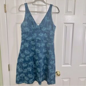 Patagonia Margot Lotus Teal Blue Floral Athleisure Dress Size Large